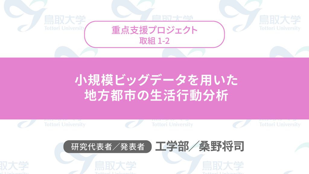 小規模ビッグデータを用いた地方都市の生活行動分析／代表者：工学部　桑野 将司／発表者：工学部　桑野 将司